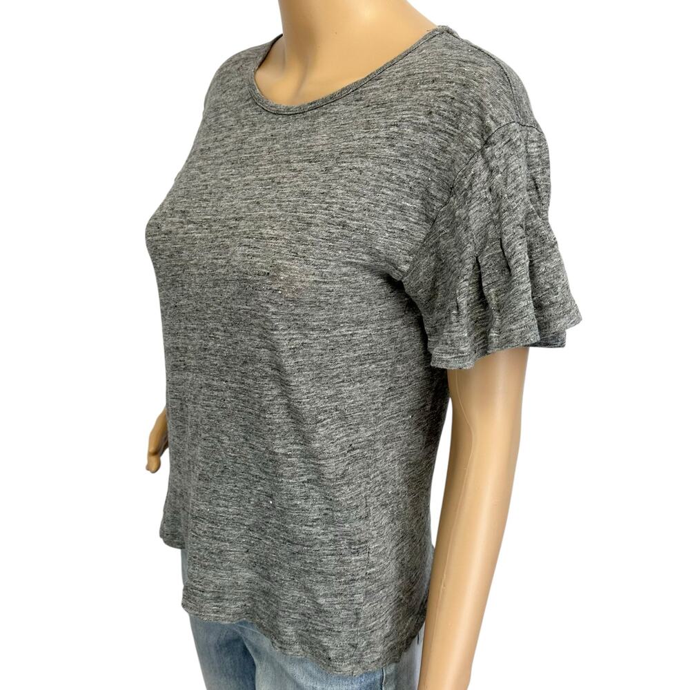 2/$30 J. Crew Pure Linen Flutter Sleeve T-Shirt Gray G6049 Size S - Picture 4 of 13